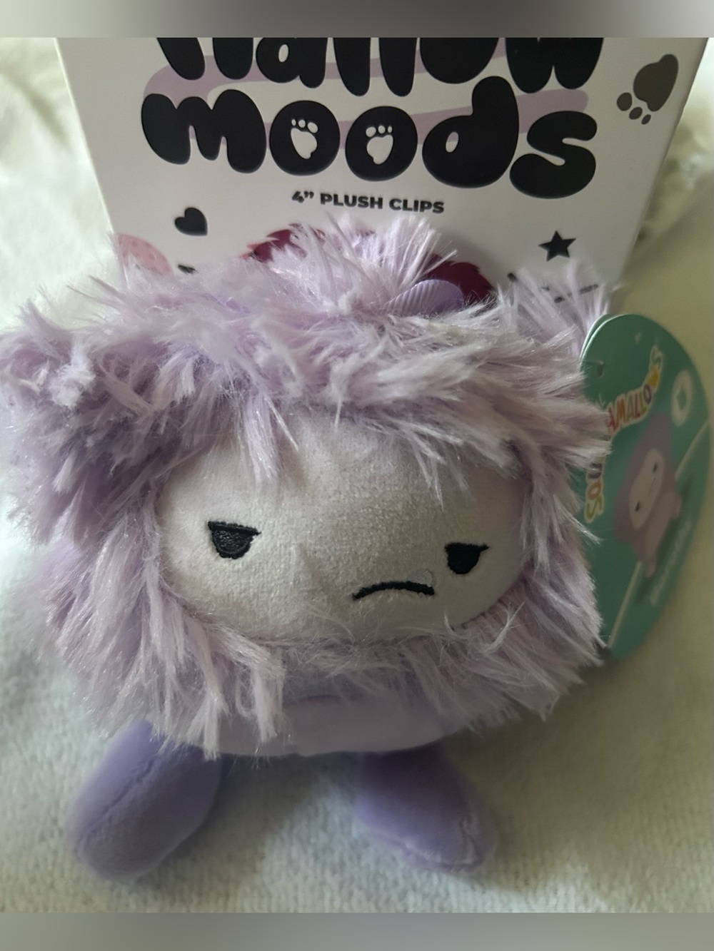 Squishmallows Mallow Moods Borothy Purple 4” Plush Clips Furry Sasquatch NIP